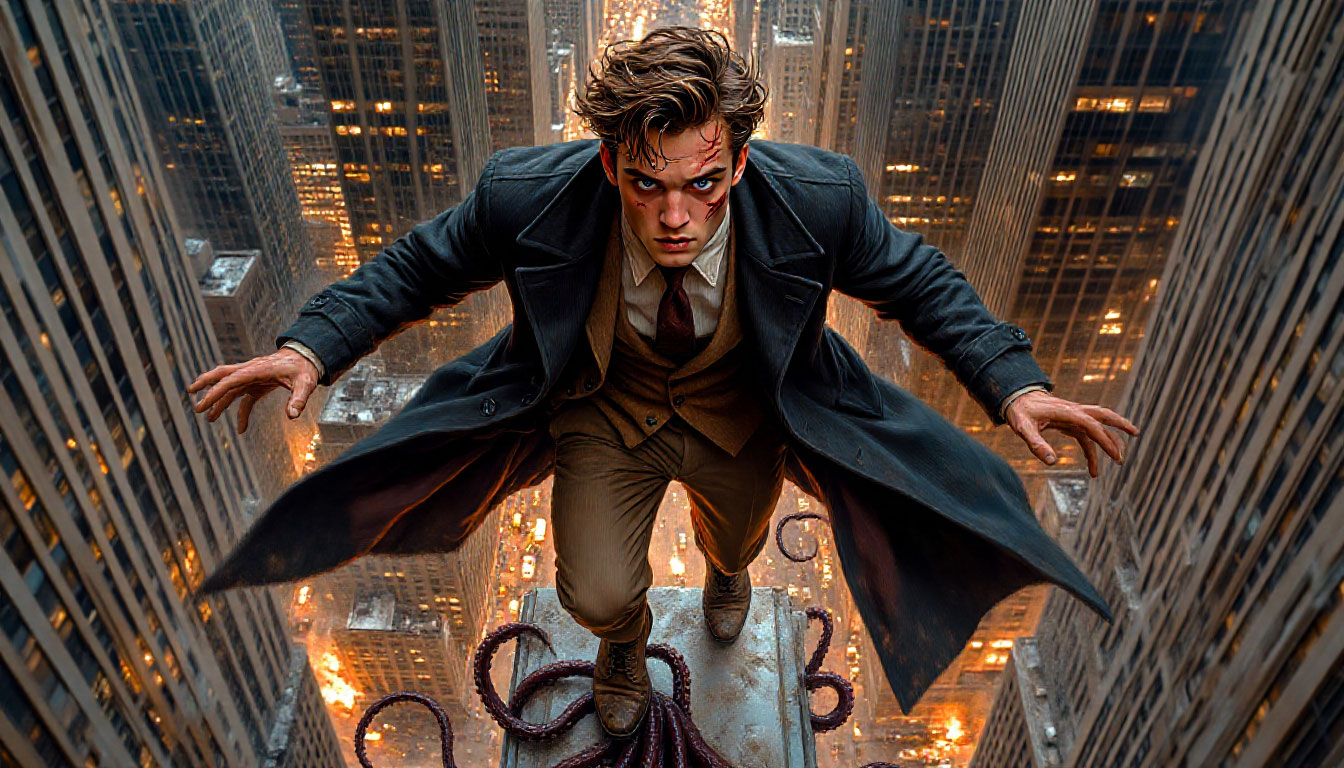 Говард Хьюз на вершине успеха, олицетворяющий двойственность американской мечты — славу и скрытые страдания.