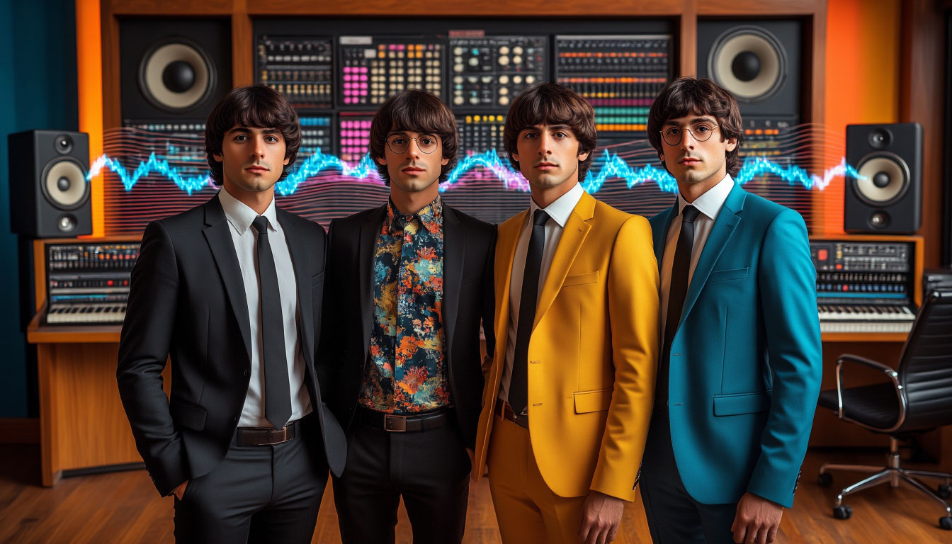 Бизнес по модели The Beatles — визуализация команды из четырех специалистов, взаимодействующих по принципу синергии легендарной группы.