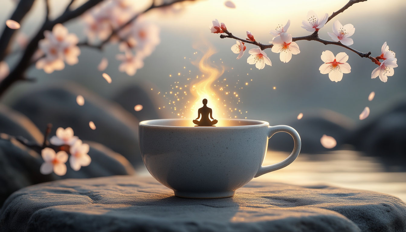 Пустая чашка сознания — визуализация дзен-притчи о готовности к новому знанию через образ пустой керамической чашки.