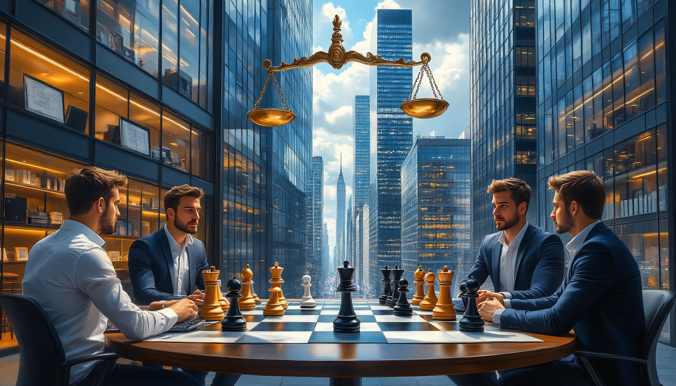 Стартап или корпорация — визуальное сравнение двух бизнес-моделей в виде символического противостояния.