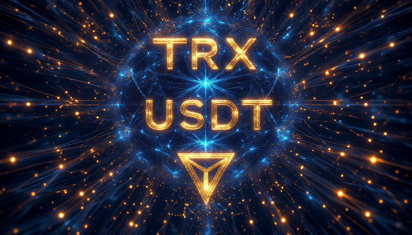 Tron и USDT — абстрактная визуализация сети из 350 миллионов адресов и транзакций.