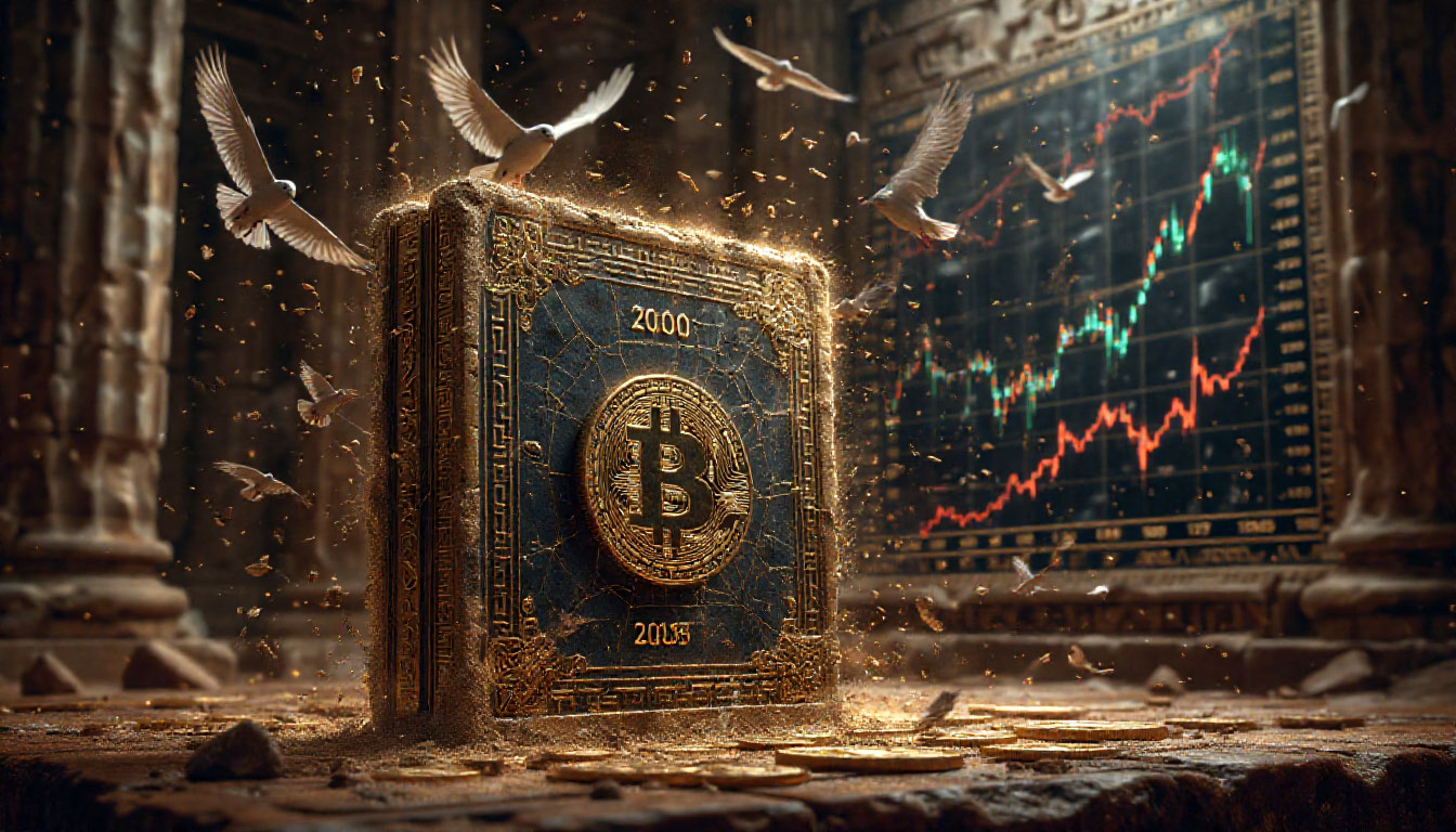 Сонные биткоины — визуализация пробуждения древнего крипто-кошелька после 16 лет неактивности.